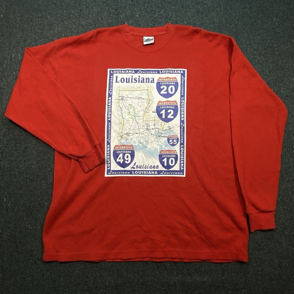 VTG‎ John Son Super Heavyweight Thermal Long Sleeve Sz 3XL Graphic Louisiana 49